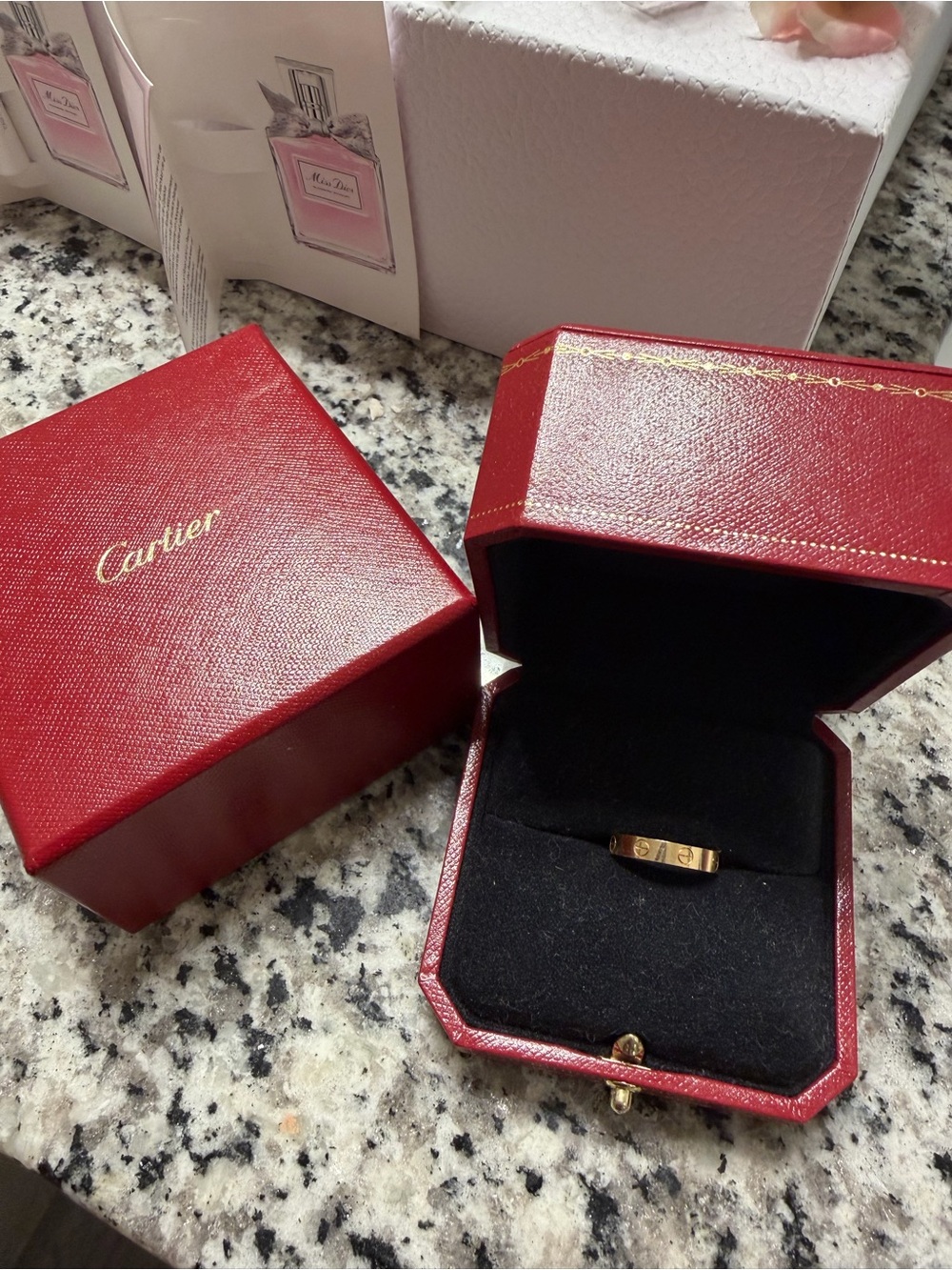 Cartier Gold Love Ring with Red Signature Box